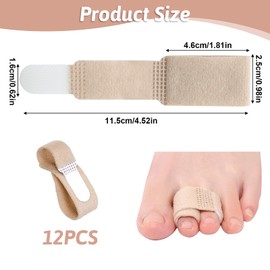 CKDSA 12 Pack Hammer Toe Corrector Straightener Fabric Broken Toe Wraps Splint Bandages Hammer Splints Straighteners Reusable Protectors Taped Wraps for Correcting Hammer Overlapping Toes Crooked Toes