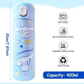 Anime Stainless Steel Insulated Thermos Flask, Insulated Water Bottle for Children, Reusable Vacuum Bottle, Stainless Steel Thermos Flask for Sports, Gym, Ideal for School, Boys, Girls
