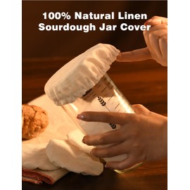 100% Linen Jar Covers, 5pcs Cloth Covers for Sourdough Starter Jars with Diameter of 3-4 Inch