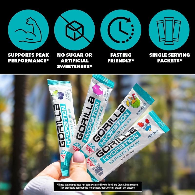 Gorilla Mind Hydration Packets - 3,073mg Electrolytes On The Go