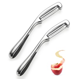 Enreluya Universal Peeler (Pack of 2), 16.5 x 2 cm Vegetable Peeler Zinc Alloy Ergonomic Handle for Potatoes, Carrots, Silver, Micro-Toothed