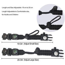 Paracord Survival Bracelet Kit for Men and Women, Survival Bracelet with Flint + Compass + Thermometer + Whistle + Paracord + LED Light + Multi Tool + Card Reader for Outdoor Activities