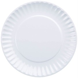 DII Melamine Reusable 9" Round Party or Picnic Plate, Set of 12, White
