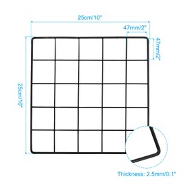 PATIKIL 10x10 Inch Wall Grid Panel, Metal Wire Photo Wall Decorative Grid for Photo Display Hanging Picture Memo Home Decorations, Black