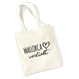 Huuraa Jute Bag Mallorca in Love Bag Cotton with Name of Your Favourite Island Gift Idea for Friends and Family, natural