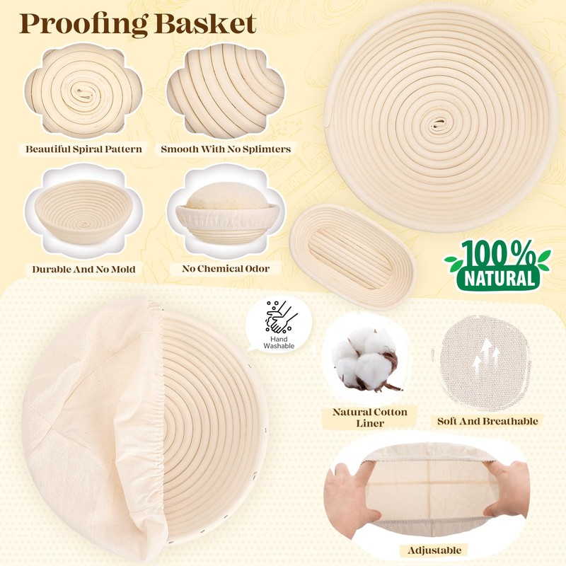 Sourdough Bread Baking Supplies, Sourdough Starter Kit, Bread Proofing Basket,