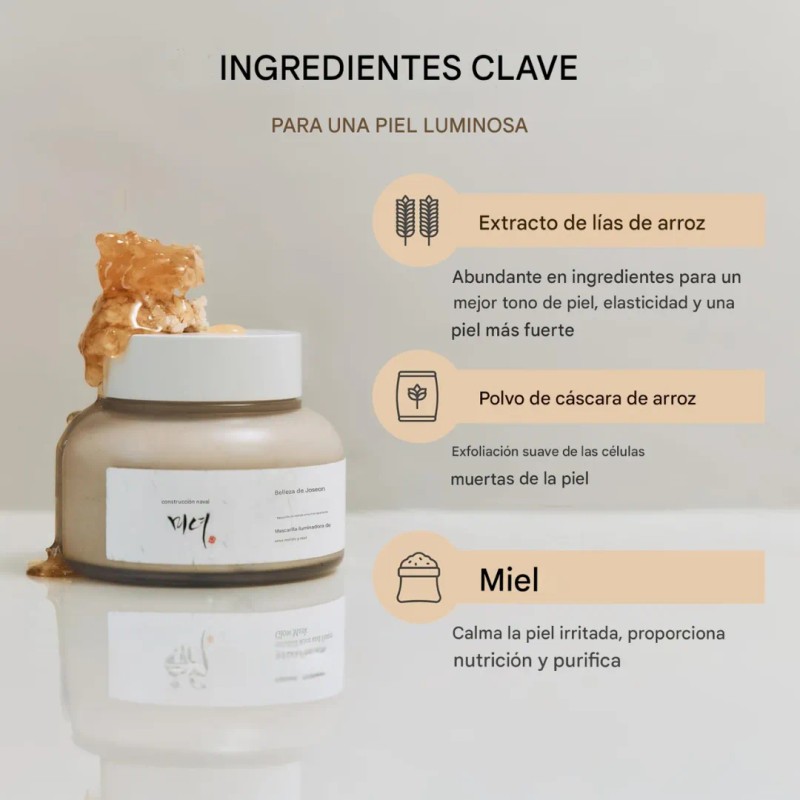 Mascarilla Glow Arroz Miel Beauty