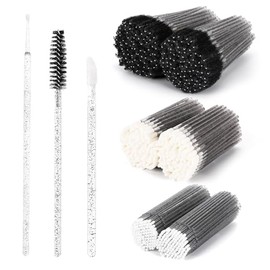 Kit de 600 suministros de extensión de pestañas, 200 varitas de rímel desechables, 200 brochas de labios, 200 microhisopos, brochas de pestañas negras, herramienta aplicadora de maquillaje