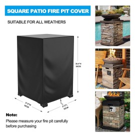 DUDSOEHO Fire Pit Cover Square Waterproof, 21.6"L x 21.6"W x 35.4"H Durable Gas Outdoo...