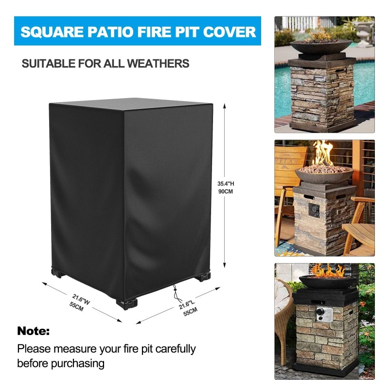 DUDSOEHO Fire Pit Cover Square Waterproof, 21.6"L x 21.6"W x