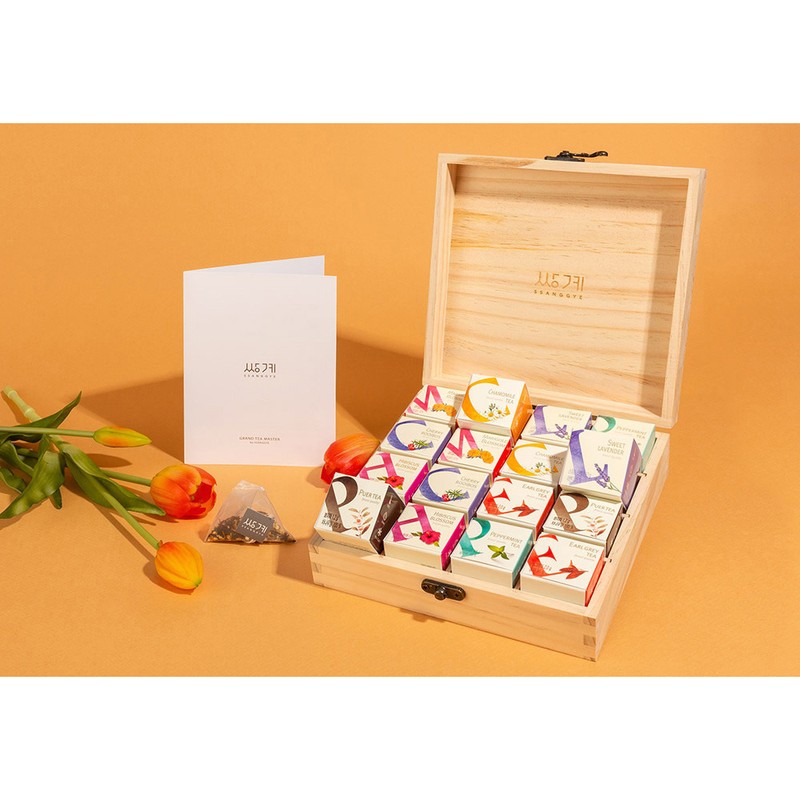 Ssanggyemyeong Tea Cube Wooden Gift Set, 16P, 2 Sets