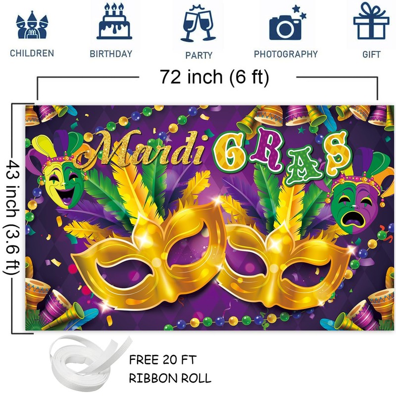 Mardi Gras Decorations, Mardi Gras Backdrop, Mardi Gras Banner, New