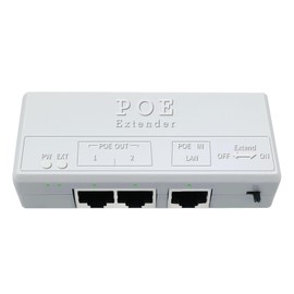 Poe Extender, 1 in 2 Out PoE+ Repeater, 10/100Mbps, Extends 250m, 60W Comply with IEEE802.3af/at for PoE Switch/Injector and Security POE Camera Over Cat5/6 Cable