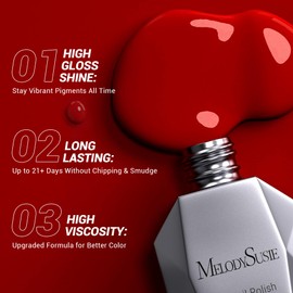 MelodySusie Thick Red Gel Nail Polish,0.5fl oz Christmas Red Color Soak Off UV LED Dark Red Gel Polish Christmas Gift for Women Nail Art Manicure Salon DIY Nail Design Decoration at Home-072