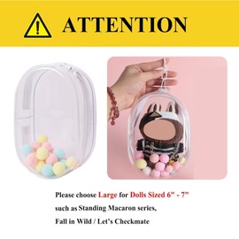 Hotcho Clear Figure Display Bag with Keychain Blind Box Carrying Case, Keychain Pouch Charms for Collectibles, Protective Keychain & Case (Oval, Transparent, Large)