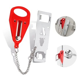 Portable Door Lock for Door Hotel AirBNB Home Apartment, Hotel Door Lock Travel Safety Devices Travel Door Lock for Hotel Rooms Lightweight Compact Extra Protection Easy Install No Tools Needed (Red)