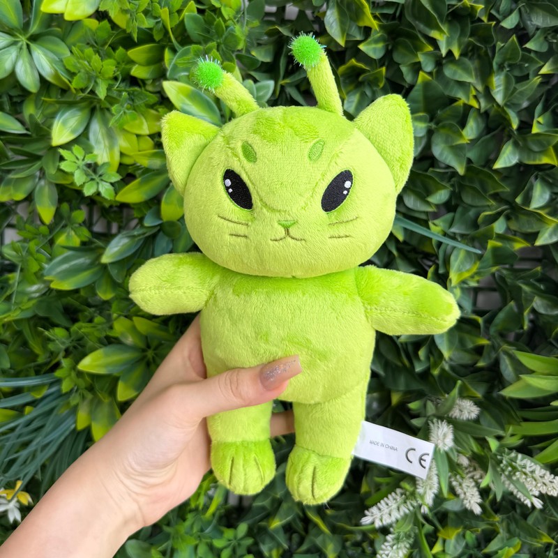 Alien Cat Plush, Green Alien Stuffed Animal Toy Cat Meme