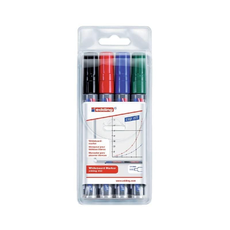 edding 250 Whiteboardmarker Set - bunte Farben - 4 Whiteboard