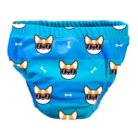 Pss! - Baby Swimming Trunks - Cool Dog Model - For Babies from 3 to 8 kg - S - Unisex - Multicoloured Design - Absorbent and Reusable - Waterproof and Comfortable - Pack of 1