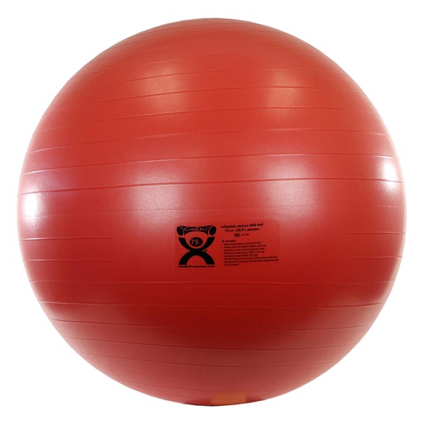 CanDo Inflatable Exercise Ball - Red 29.5", Durable Extra Thick Non-Slip Stability Ball for Core Workouts, Yoga, Pilates, Active Seating, Physical Therapy, Pregnancy, Home Gym, Flexibility