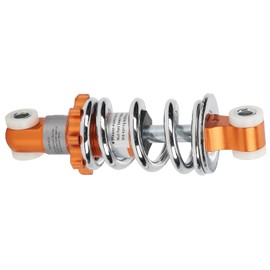 Generic Motorcycle Rear Air Shock Absorbers, Aluminum Alloy & Stainless Steel Spring, Orange, 125mm Hole Pitch, 400lb Damping, Scooter & Motorcycle Compatible