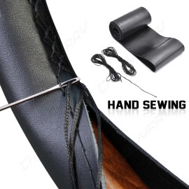 CHUSYYRAY Genuine Leather For NISSAN New Black 15" Diameter Car Auto Steering Wheel Cover