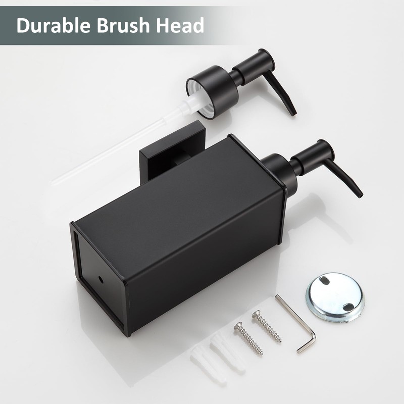 DAZI Soap Dispenser, Black, Refillable Wall Soap Dispenser, Premium Aluminium