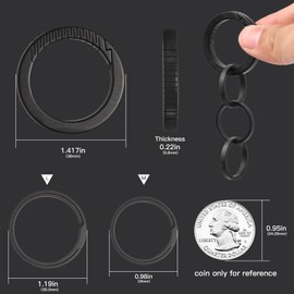 Titanium Keychain Clip with Key Rings, Titanium Quick Release Keychain for Keys, Key Chain Rings Kit, Split Key Rings for Key Carabiner Home Car Keys, Gifts for Men (Black)
