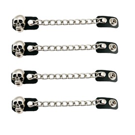 Funk Plus Motorcycle Vest Extenders Single Chain Regular Snap MC Jacket Made in USA (4", Skull Head)