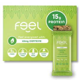 Feel Vegan Protein Bars | Matcha Latte | Keto | Gluten Free | Organic | 15g Plant Protein | Low Carb | High Protein | Dairy Free | Low Sugar | Nut, Grain, Soy Free | Non GMO | 10 Pack