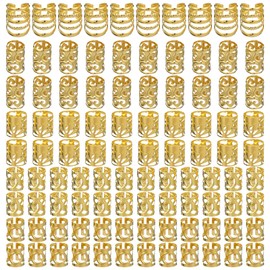 Ouligay 100Pcs Gold Hair Jewellery for Braids, Gold Hair Cuffs Charms Rings for Braids, Adjustable Braid Clips Dreadlock Accessories Pieces Jewelry for Men Women Festival