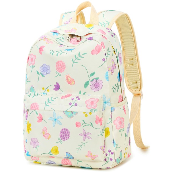 CAMTOP Kids Backpack Preschool Kindergarten Bookbag Toddler School Bag for Boys and Girls (Flower Butterfly White)