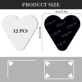 Pack of 12 Non-Slip Mats for Carpet, Heart-Shaped Carpet, Non-Slip Underlay, Rug Gripper No Trace Carpet Gripper, Stickers, Double-Sided, Reusable Carpet Stoppers, Smooth Corners and Cuts