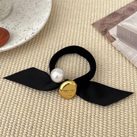 scicent Elastic Bands 2 Pieces Soft Hair Scrunchies for Women Plain Silk Hair Bobbles Large Elastic Hair Bands Fashion Pearl Ponytail Holders for Daily Wear - 5013