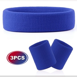 Hoter Sweatband Set Sports Headband Wristband Set Sweatbands Terry Cloth Wristband Athletic Exercise Basketball Wrist Sweatband and Headbands Moisture Wicking Sweat Absorbing Head Band