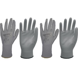 2 Pair Safetyware Flexiplus PU Coated Work Safety Gloves for Gardening Mechanic Construction General Purpose Driver (Grey, Extra Large)