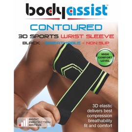 Bodyassist Contoured 4-way Sports Elastic Wrist Sleeve Black - Small