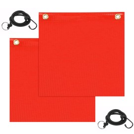 Red Warning Flag 30 x 30 cm Red Flag Extra Length Weatherproof Warning Flag with Rubber Cord Copper Buckles Flag for Car Caravan Trailer Bicycle Carrier Pack of 2 Red Flag for Transport