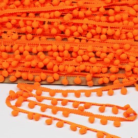 dlboboai Mini Pom Pom Trim Lace Polyester Small Round Ball Fringe Trim 18 Yards 12 mm Wide for Sewing Crafts Clothing Curtains Accessories Lampshade Home DIY Decoration (Orange, 12mm/0.47 inch Wide)
