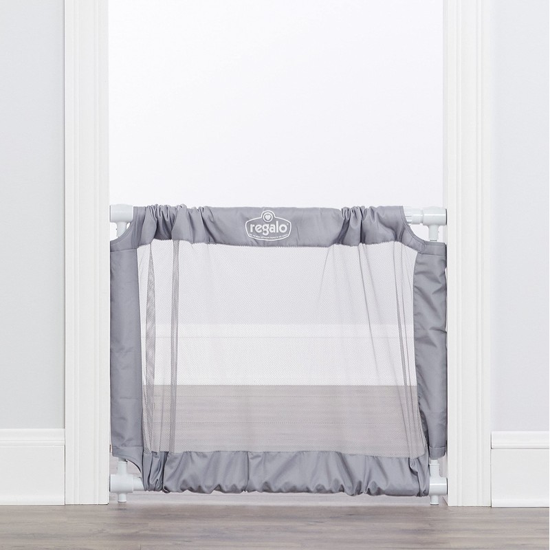 Regalo 50" Extra Wide Gray Expandable Mesh Gate, Pressure Mounted,