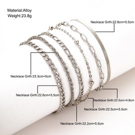 ZMJK Adjustable Waterproof Layered Anklets Bracelets for Women Summer Beach Jewelry Cuban Link Chain Anklets Set Herringbone Paperclip Beaded Snake Chain ​Stackable Anklet Bracelet, One Size, Alloy