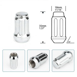 Spacer Experts 20 Chrome Spline Lug Nuts 12x1.25 For Infiniti G35 G37 Q50 Q60 Q45 FX I35 + Key