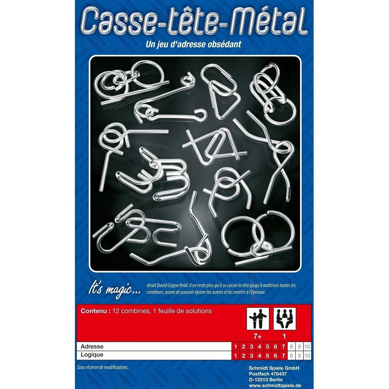 Schmidt Spiele 51206 Metall Knobelei Duell, Portable Game in Metal