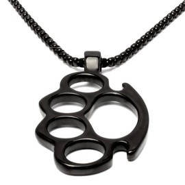 Knuckle Pendant Made of Solid Stainless Steel with Necklace Silver Gold Black Blue Men Jewellery Gift Gangster Rapper Outlaw Chain, Stainless Steel