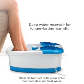 Conair Foot Spa Bath with Extra Deep Soak Basin, Massaging Bubbles, Pumice Stone and Pinpoint Massage Attachments, Blue/White