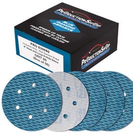 ProductionShop Premium 80 Grit 6" Rhombus Diamond Shape Blue Sanding Discs, 6-Hole, Box of 50 - Hook & Loop Anti-Clogging J-Cloth Dustless Sandpaper for Random Orbital Sanders, Sand Auto Paint, Wood