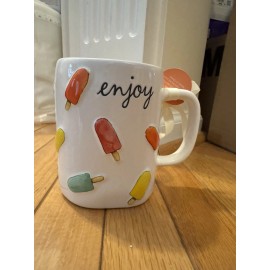 Rae Dunn ENJOY Mug With COLORFUL Popsicle Pops Summer