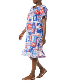 AmeriMark Casual Women’s Muumuu House Dress Comfortable Flowy Short Sleeve Patio Sun Dress Lounger Gown Sleepwear for Ladies