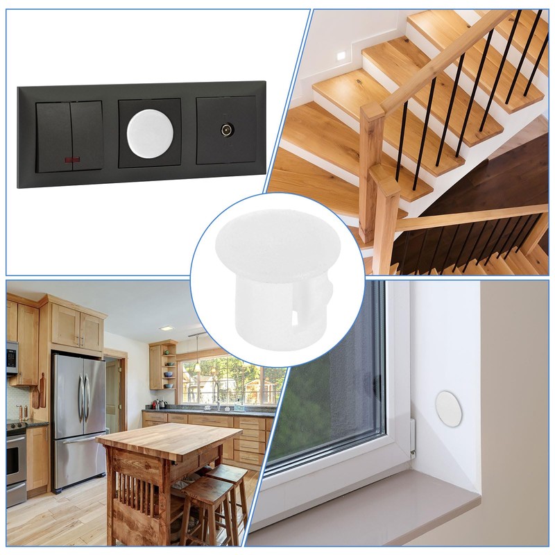 sourcing map 70Pcs Plastic Hole Plugs, 6mm(1/4") Flush Type Panel