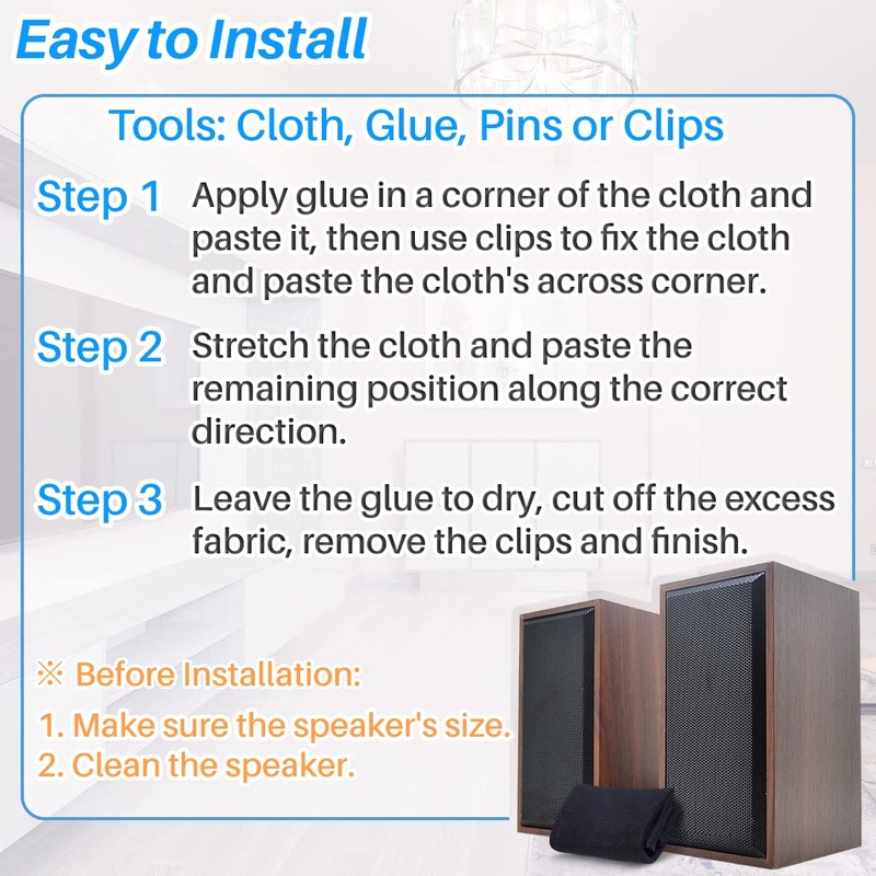 Kalevel Speaker Fabric Black Speaker Grill Cloth Dust Proof Speaker